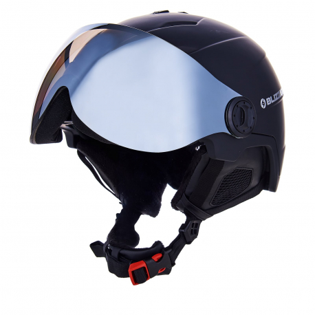 Lyžiarska prilba so štítom BLIZZARD-Double Visor ski helmet, black matt, smoke lens, mirror