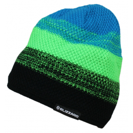 Zimní čepice BLIZZARD-Cube black/neon green/blue