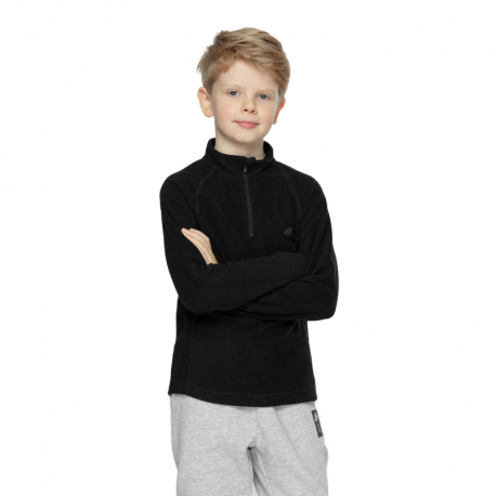 Chlapecká zateplená lyžařská mikina s 1/2 zipem 4F JUNIOR-BOYS MIDLAYER HJZ21-JBIMP001B-20S-DEEP BLACK