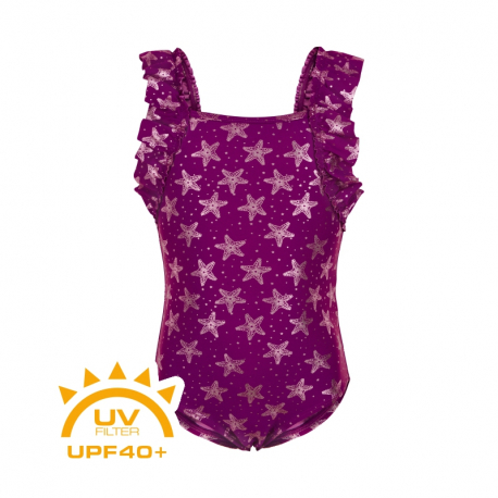 Dívčí plavky COLOR KIDS-Swimsuit w. frills, festival fuchsia