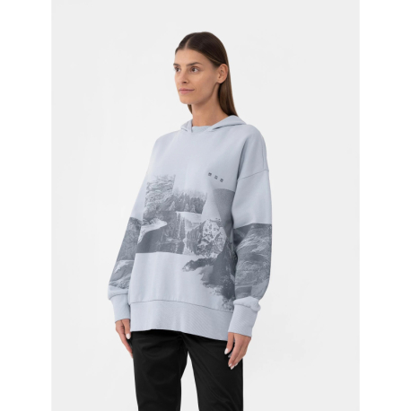 Dámská turistická mikina s kapucí 4F-WOMENS SWEATSHIRT BLD013-34S-LIGHT BLUE