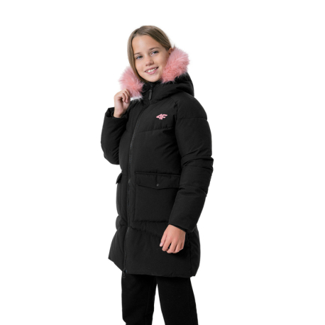 Dívčí bunda 4F JUNIOR-GIRLS JACKET JKUDP004-20S-DEEP BLACK