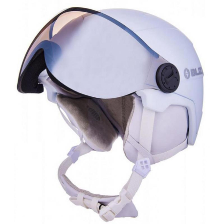 Dámská lyžařská helma se štítem BLIZZARD-W2W Double Visor ski helmet, white matt, smoke lens, mirror