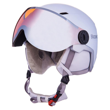 Dámská lyžařská helma se štítem BLIZZARD-W2W Double Visor ski helmet, white matt, orange lens, mirror