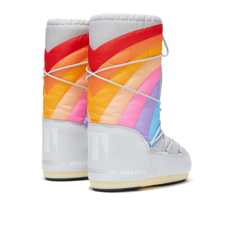 Dámské vysoké zimní boty MOON BOOT-ICON RAINBOW, 002 glacier/blue-red - 