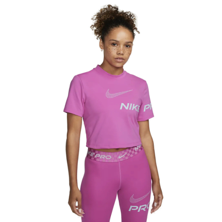 Dámské tréninkové triko s krátkým rukávem NIKE PRO-W NP DF GRX SS CROP TOP-Pink