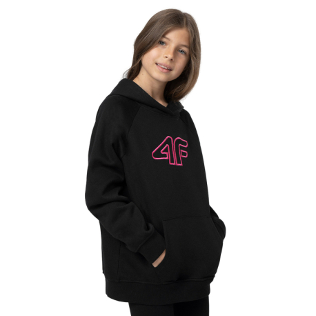 Dívčí mikina s kapucí 4F JUNIOR-SWEATSHIRT  F217-20S-DEEP BLACK