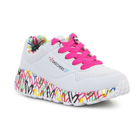 Dívčí rekreační obuv SKECHERS-Uno Lite Lovely Luv white/pink