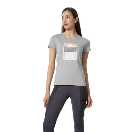 Dámské turistické triko s krátkým rukávem 4F-TSHIRT  F274-27S-COLD LIGHT GREY