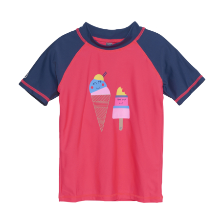 Dívčí tričko na koupání COLOR KIDS-T-shirt W. Print, diva pink