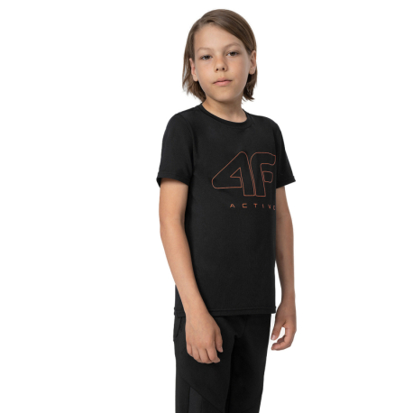 Chlapecké tréninkové tričko s krátkým rukávem 4F JUNIOR-TSHIRT FNK  M166-20S-DEEP BLACK