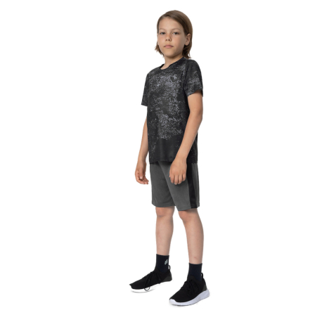 Chlapecké tréninkové kraťasy 4F JUNIOR-SHORTS FNK  M153-23M-DARK GREY MELANGE