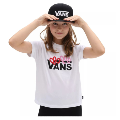 Dívčí tričko s krátkým rukávem VANS-VALENTINES LOGO BOXY-WHITE