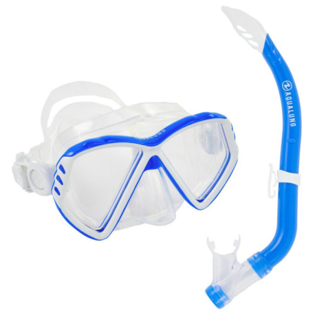 Potápěčský/šnorchlovací set AQUALUNG-CUB COMBO TRANSPARENT BLUE