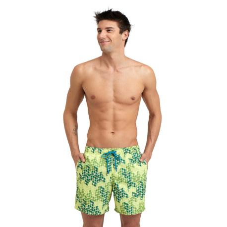 Pánské plavky ARENA-MENS BEACH BOXER ALLOVER-610-soft green multi