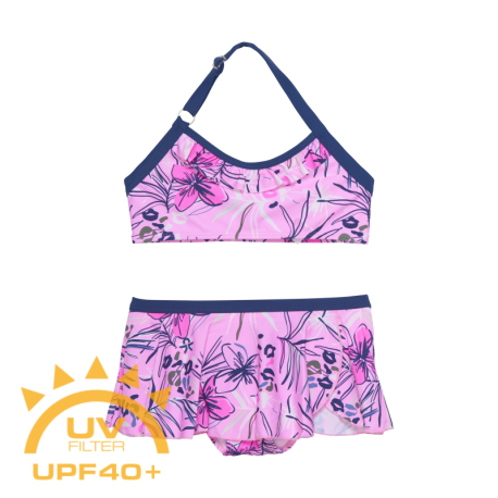 Dívčí plavky COLOR KIDS-Bikini W. Skirt - AOP, begonia pink