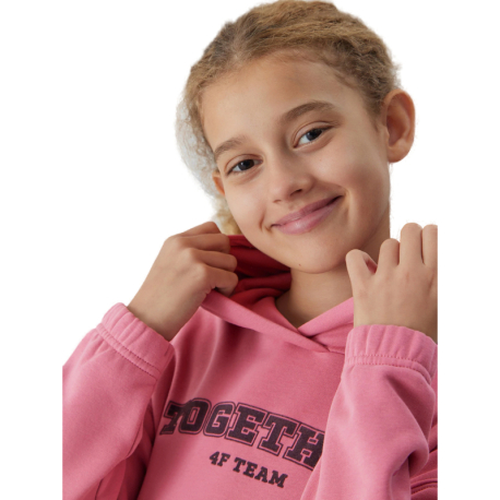 Dívčí mikina s kapucí 4F JUNIOR-SWEATSHIRT-JAW23TSWSF639-54S-PINK