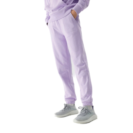 Dívčí tepláky 4F JUNIOR-TROUSERS-JAW23TTROF426-52S-LIGHT VIOLET