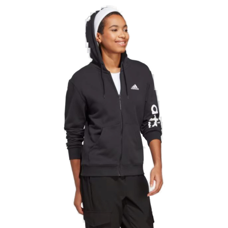 Dámská mikina se zipem ADIDAS-W LIN FT FZ HD-IC6863-Black