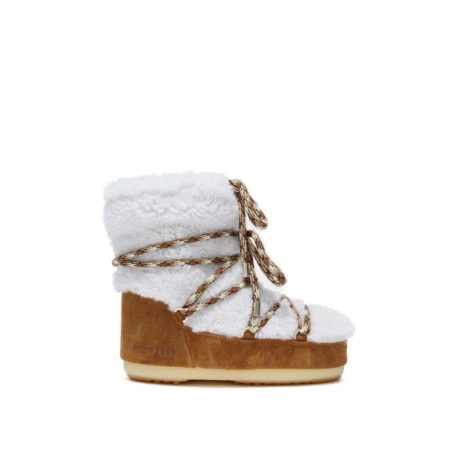 Dámské nízké zimní boty MOON BOOT-LIGHT LOW SHEARLING, 001 whisky/off white