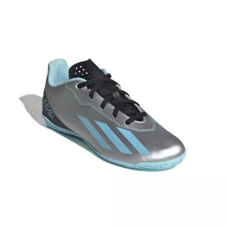 Juniorské fotbalové kopačky halové ADIDAS-X CRAZYFAST MESSI 4 SILVMT/BLIBLU/CBLACK_IE4070_tf