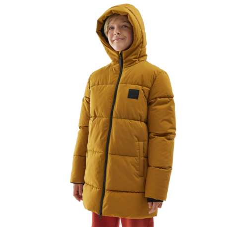 Chlapecká bunda 4F JUNIOR-DOWN JACKET-JAW23TDJAM275-82S-LIGHT BROWN