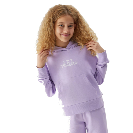 Dívčí mikina s kapucí 4F JUNIOR-SWEATSHIRT-JAW23TSWSF645-52S-LIGHT VIOLET