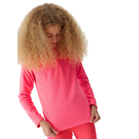 Dívčí lyžařská flísová mikina 4F JUNIOR-FLEECE UNDERWEAR-JAW23UFLEF033-55S-HOT PINK