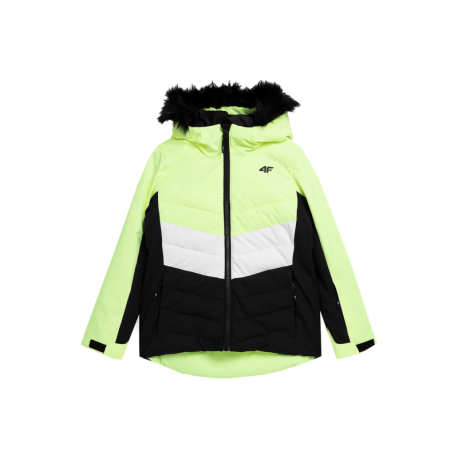 Dívčí lyžařská bunda 4F JUNIOR-TECHNICAL JACKET-JAW23TTJAF296-72N-LEMON NEON