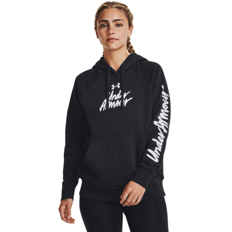 Dámská zateplená tréninková mikina s kapucí UNDER ARMOUR-UA Rival Fleece Graphic Hdy-BLK