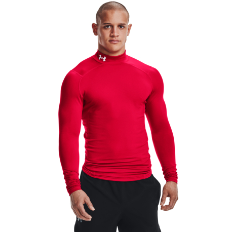 Pánské kompresní tričko s dlouhým rukávem UNDER ARMOUR-UA CG Armour Comp Mock-RED