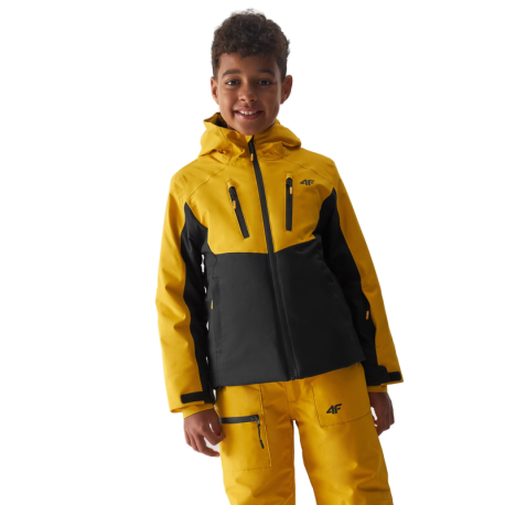 Chlapecká lyžařská bunda 4F JUNIOR-TECHNICAL JACKET-JAW23TTJAM300-71S-YELLOW