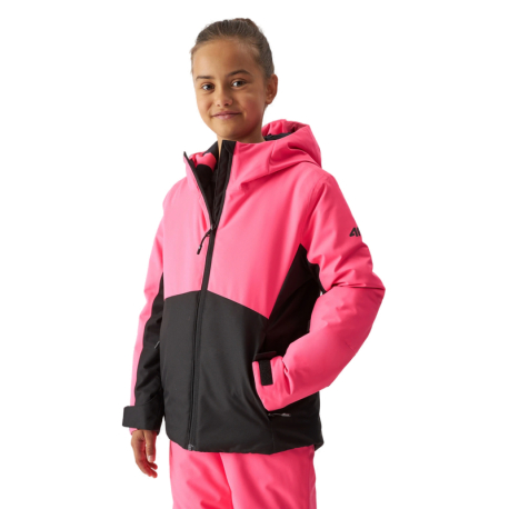 Dívčí lyžařská bunda 4F JUNIOR-TECHNICAL JACKET-JAW23TTJAF292-55N-HOT PINK NEON