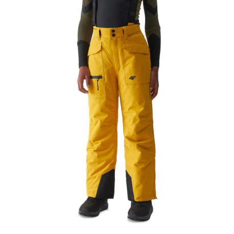 Chlapecké lyžařské kalhoty 4F JUNIOR-TROUSERS FNK-JAW23TFTRM360-71S-YELLOW