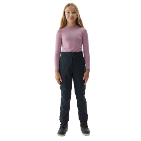 Dievčenské lyžiarske softshellové nohavice 4F JUNIOR-TROUSERS FNK-JAW23TFTRF355-21S-BLACK