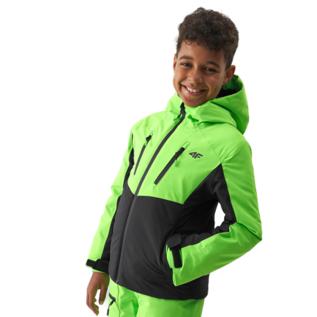 Chlapecká lyžařská bunda 4F JUNIOR-TECHNICAL JACKET-JAW23TTJAM300-41N-GREEN NEON