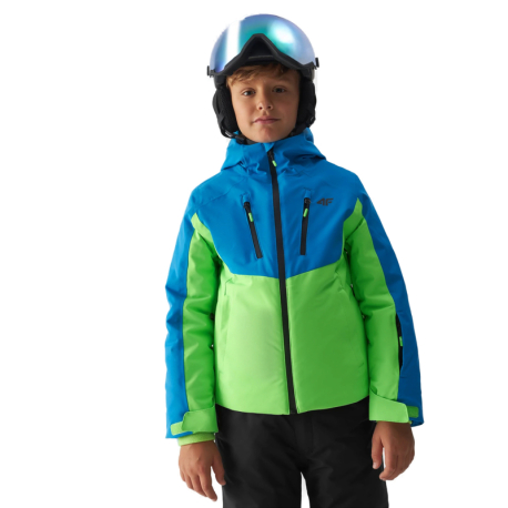 Chlapecká lyžařská bunda 4F JUNIOR-TECHNICAL JACKET-JAW23TTJAM300-35S-TURQUOISE