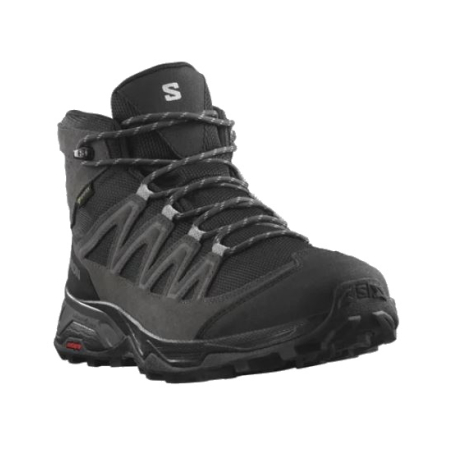 Pánská kotníková turistická celokožená obuv SALOMON-X Ward Leather Mid GTX phantom/black/magnet