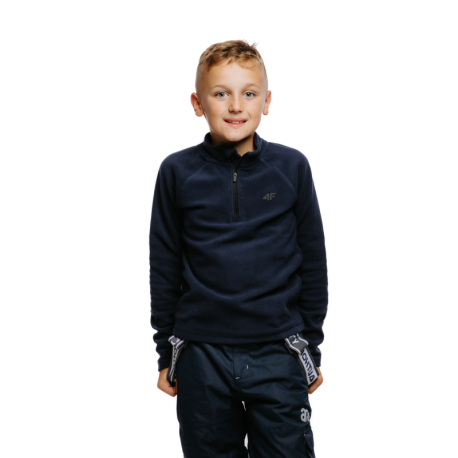 Chlapecká lyžařská flísová mikina 4F JUNIOR-FLEECE UNDERWEAR-JAW23UFLEM019-31S-NAVY