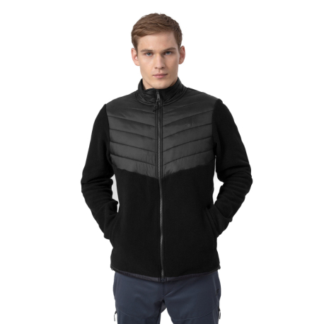 Pánská turistická flísová mikina se zipem 4F-MENS FLEECE PLM014A-20S-DEEP BLACK