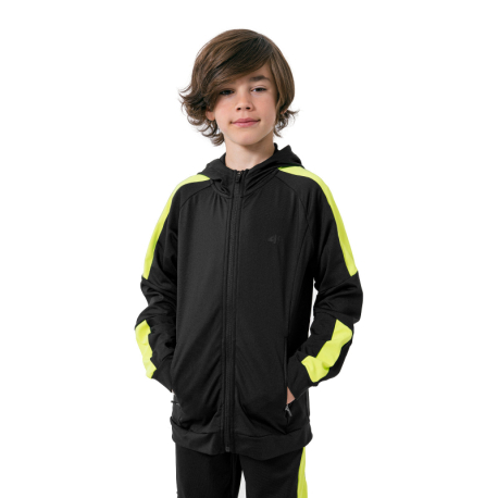 Chlapecká tréninková mikina se zipem 4F JUNIOR-BOYS FUNCTIONAL SWEATSHIRT JBLMF001-20S-DEEP BLACK I