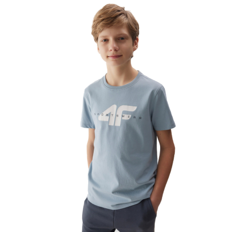 Chlapecké tričko s krátkým rukávem 4F JUNIOR-TSHIRT-4FJWSS24TTSHM1113-34S-LIGHT BLUE