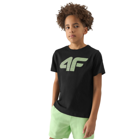 Chlapecké tričko s krátkým rukávem 4F JUNIOR-TSHIRT-4FJWSS24TTSHM1115-20S-DEEP BLACK