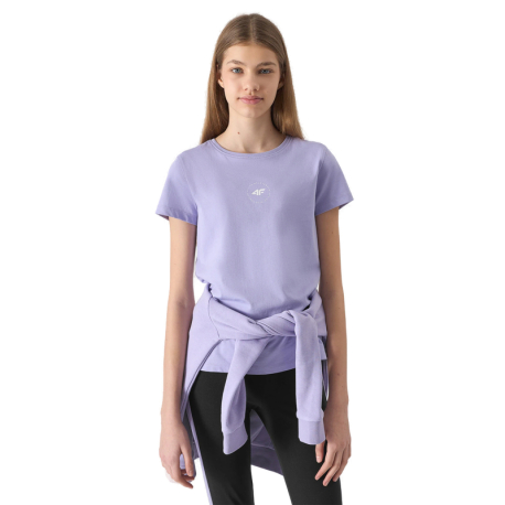 Dívčí tričko s krátkým rukávem 4F JUNIOR-TSHIRT-4FJWSS24TTSHF1111-52S-LIGHT VIOLET