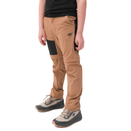 Chlapecké turistické kalhoty 4F JUNIOR-TROUSERS FNK-4FJWSS24TFTRM495-82S-LIGHT BROWN