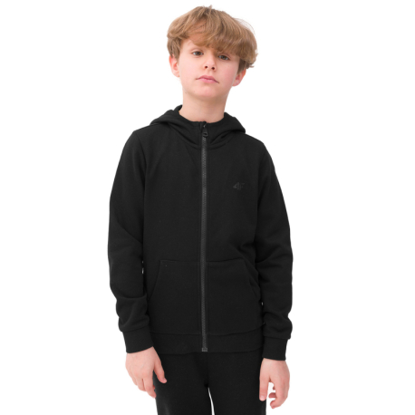 Chlapecká mikina se zipem 4F JUNIOR-SWEATSHIRT-4FJWSS24TSWSM0926-20S-DEEP BLACK