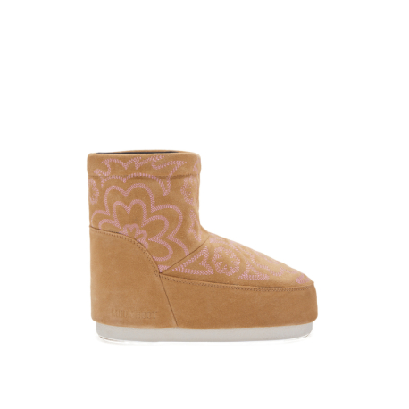 Dámské nízké zimní boty MOON BOOT-MB ICON LOW NOLACE EMBROIDEREDSUEDE-LJ19 SAND/PINK