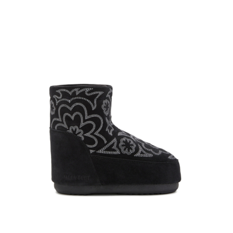 Dámské nízké zimní boty MOON BOOT-MB ICON LOW NOLACE EMBROIDEREDSUEDE-NH17 BLACK/GREY