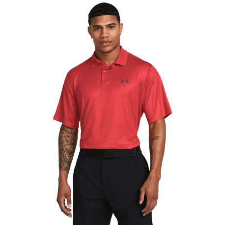 Pánské golfové polo triko s krátkým rukávem UNDER ARMOUR-UA Perf 3.0 Printed Polo-RED