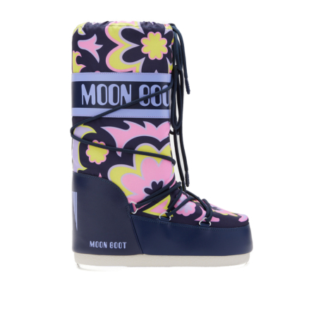 Dámské vysoké zimní boty MOON BOOT-MB ICON FLOWER-JB10 LILAC/CYBER LIME